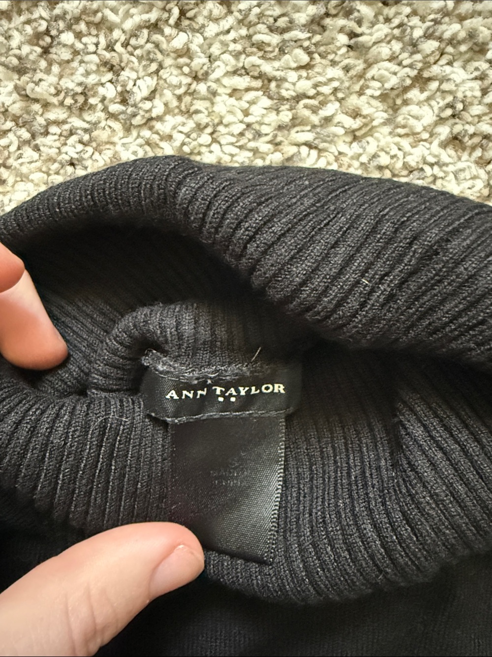 Ann Taylor Black Ribbed Turtleneck Sweater - Picture 2 of 3